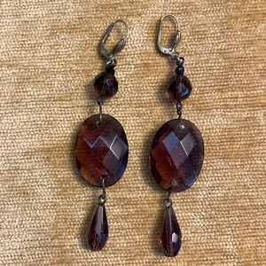 1920-30's Drop Earrings Deep Purple